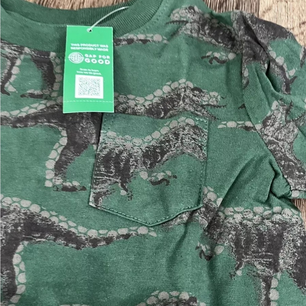 GAP Toddler Green Long Sleeve Shirt and Pants Outfit Green Dino Pattern, Size 2T - Picture 6 of 10